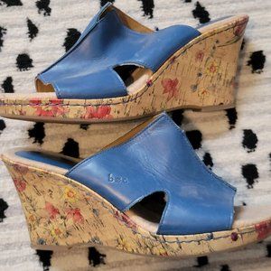 B.O.C. Shoes B.O.C Born Concept Blue Leather Wedges Size 11